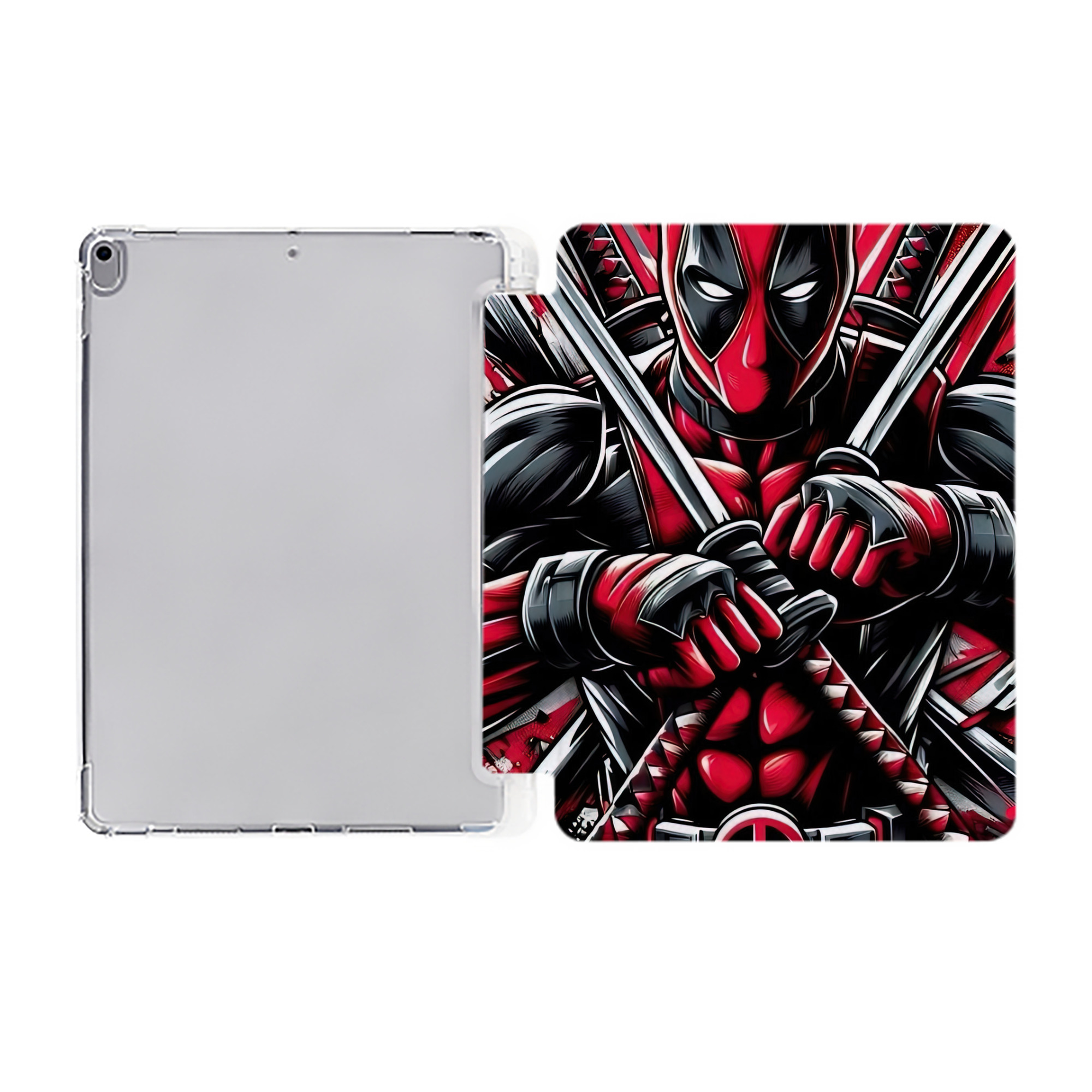 （画像用） Deadpool デッドプール IPad ケース ペン収納付き 三つ折りスタンド PUレザー×シリコン 対応機種9.5/10.5/10.9インチ